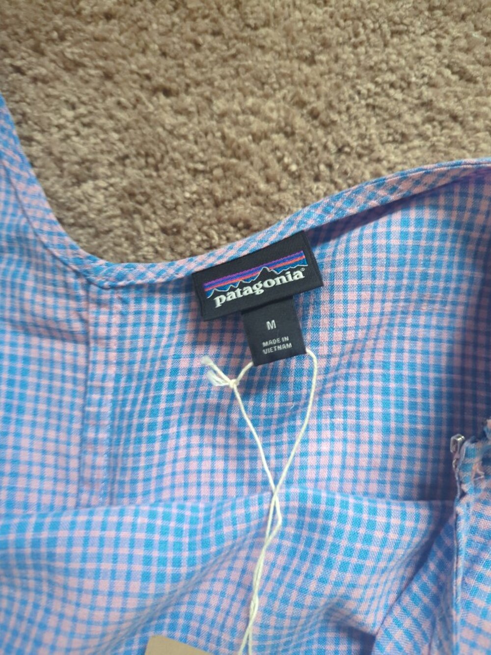 Patagonia Garden Island Blue Pink Plaid Jumpsuit Medium - Picture 5 of 12